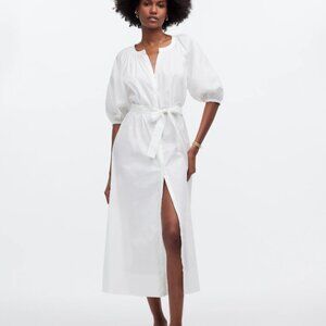 Tie-Waist Button-Front Midi Dress